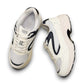 Drew Lance white mesh combo-orthopedic walking shoe with dual shank stability and rocker bottom sole.