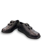 Drew Lotus black calf leather casual shoe showing the slip-resistant rubber outsole and heel detail