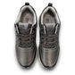 Drew Maker black pebbled leather casual shoe showing the slip-resistant rubber rocker bottom outsole