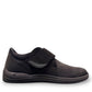 Drew Moonlite black stretch leather orthopedic shoe showing the slip-resistant polyurethane outsole