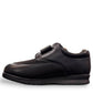 Drew Quest black leather and stretch casual shoe showing the durable polyurethane rocker outsole.   orthopedic