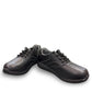 Drew Tour black leather oxford shoe showing the textured slip-resistant polyurethane outsole. orthopedic shoe