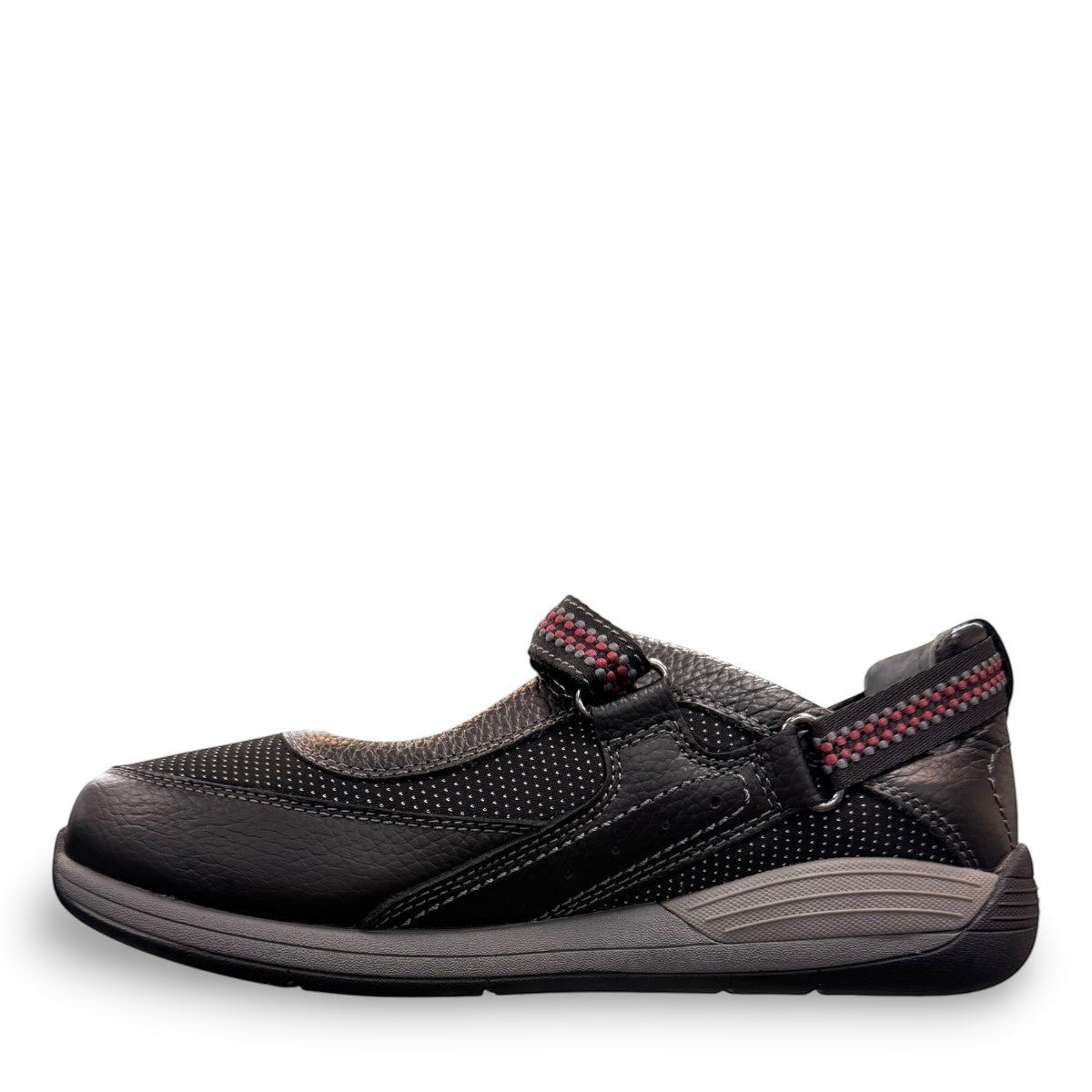 Drew Triumph orthopedic shoe in black combo with a durable slip-resistant polyurethane outsole