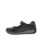 Drew Trust black leather shoe showing the slip-resistant polyurethane outsole tread pattern