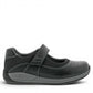 Drew Trust black leather shoe showing the slip-resistant polyurethane outsole tread pattern