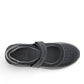 Drew Trust black leather shoe showing the slip-resistant polyurethane outsole tread pattern