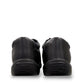 Drew Tulip black calf leather orthopedic shoe showing the slip-resistant tread and heel stabilizer