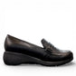 Etro Selena black leather low heel dress loafer with buckle detail
