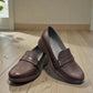 Etro Selena dark brown leather low-heel dress loafer with buckle detail