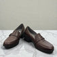 Etro Sepideh dark brown leather dress shoe with a low block heel and refined loafer-style strap