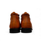 Exon Caspian light brown leather ankle boots with a rubber outsole and side detail. Photo of back view.