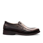 EXON ISFAHAN black leather slip-on men's shoes with rubber outsole and side logo detail. Photo of right side view.