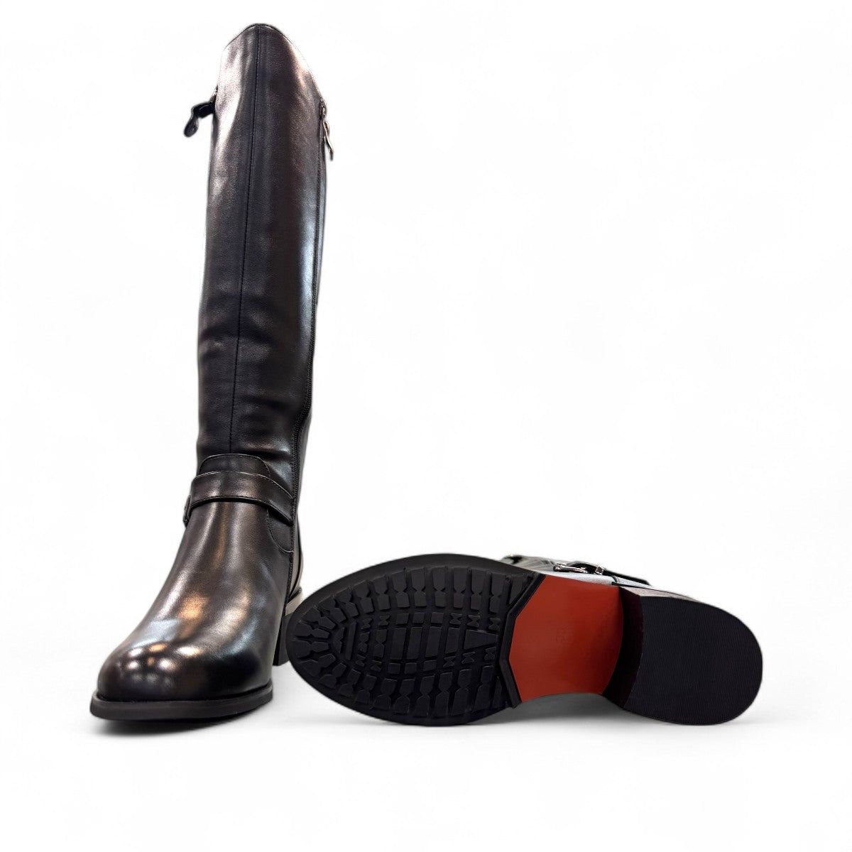 STEFANIA  F7002  SIDE ZIP HIGH BOOTS BLACK