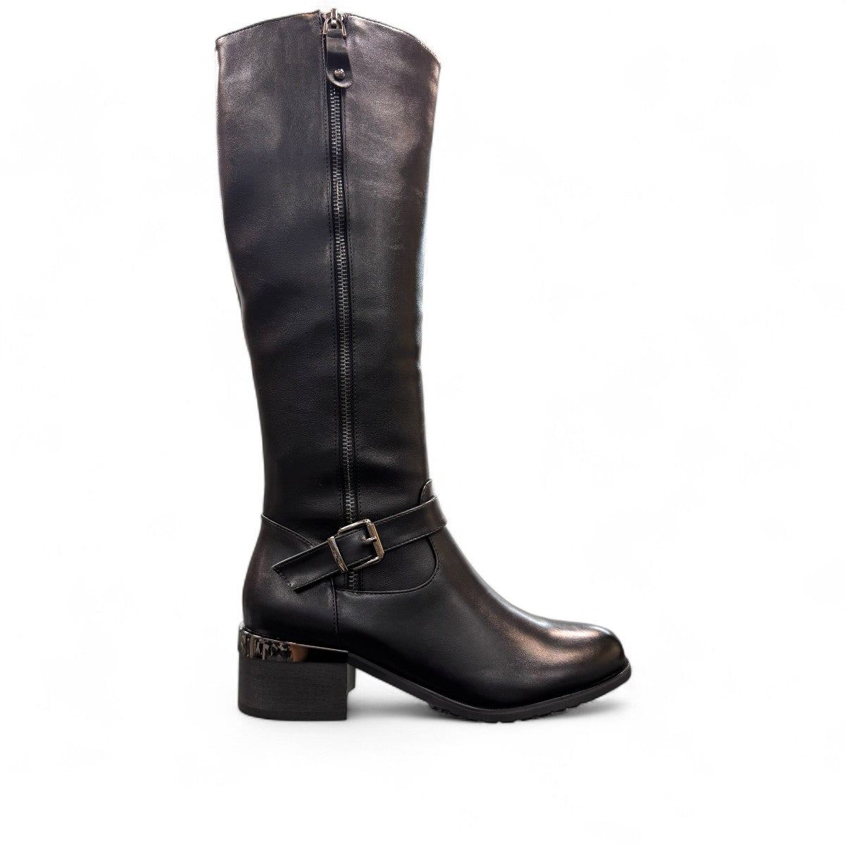 STEFANIA  F7002  SIDE ZIP HIGH BOOTS BLACK