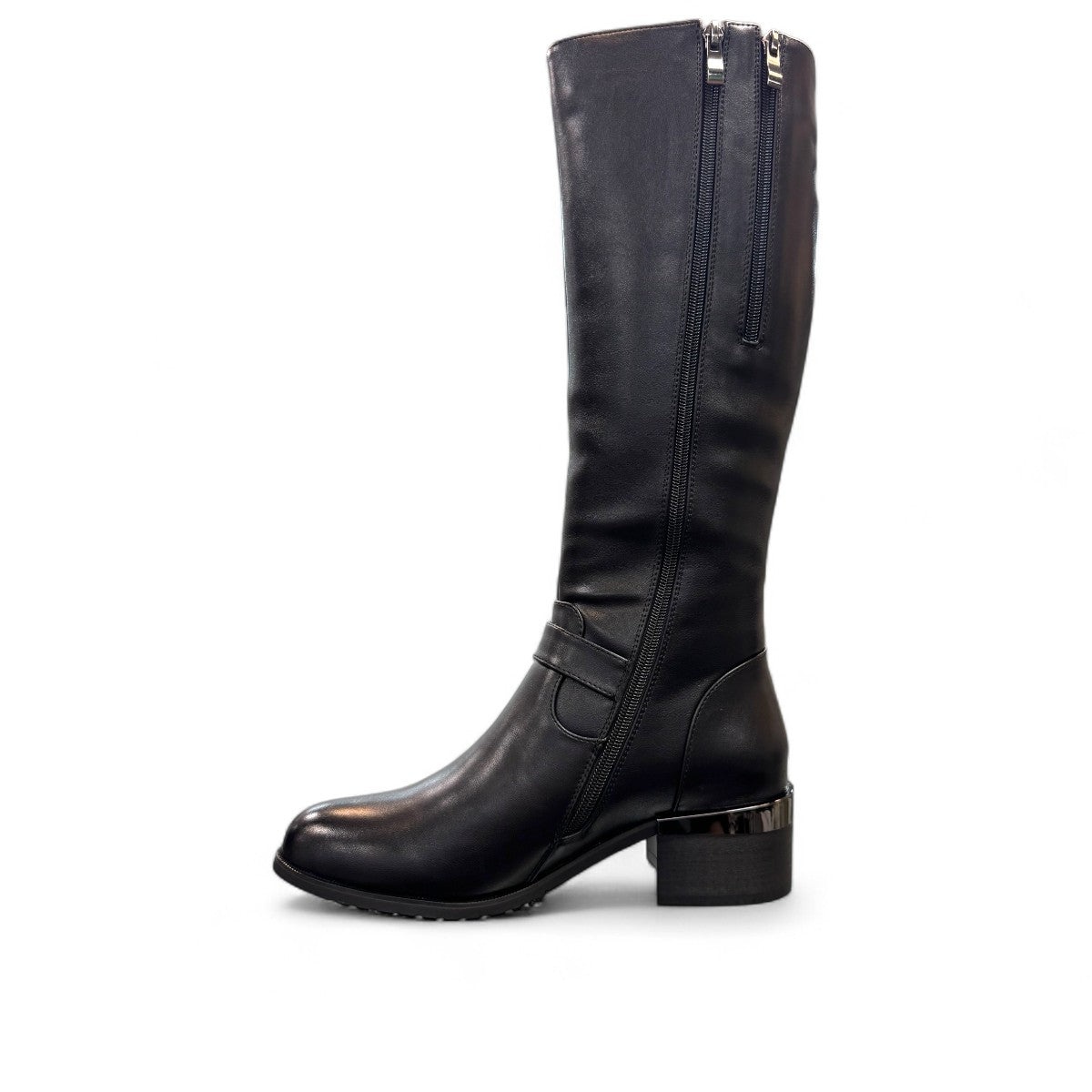 STEFANIA  F7002  SIDE ZIP HIGH BOOTS BLACK