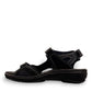 Fidelio Gini G black orthotic-friendly walking sandal with adjustable straps and cushioned cork footbed. Photo of left side view.