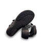 Fidelio Gini G black orthotic-friendly walking sandal with adjustable straps and cushioned cork footbed. Photo of bottom view.