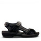 Fidelio Gini G black orthotic-friendly walking sandal with adjustable straps and cushioned cork footbed. Photo of right side view.