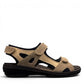 Fidelio Gini G fango beige leather walking sandal with three adjustable straps and cushioned footbed. Photo of right side view.
