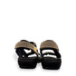 Fidelio Gini G fango beige leather walking sandal with three adjustable straps and cushioned footbed. Photo of back view.