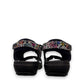 Fidelio Gini G multi-coloured patterned walking sandal with three adjustable straps and cork footbed. Photo of back view.