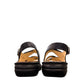 Finn Comfort Gomera black leather sandal with adjustable hook and loop straps and cork footbed.
photo of the back side