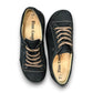 Finn Comfort Ikebukuro black suede sneaker with curved Finnamic outsole and contrast stitching.
photo of the top side
