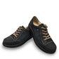 Finn Comfort Ikebukuro black suede sneaker with curved Finnamic outsole and contrast stitching.
photo of the front side