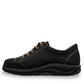 Finn Comfort Ikebukuro black suede sneaker with curved Finnamic outsole and contrast stitching.
photo of the left side