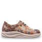 Finn Comfort Ikebukuro sneaker in multi-colored floral nubuck leather with a curved Finnamic outsole.
photo of the right side