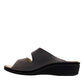 Finn Comfort Jamaica black nappa leather slide sandals with two adjustable hook and loop straps.
photo of the left side