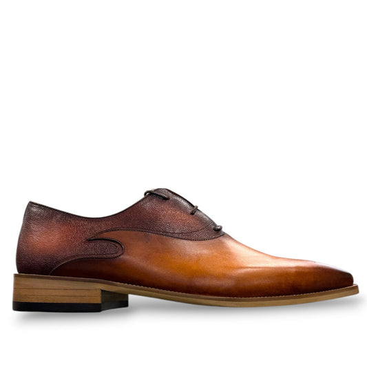 FIT KIYAN brown leather lace-up dress shoe with handmade stitching and a durable rubber outsole.