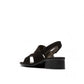 black leather slingback sandals with glossy stud details and a comfortable block heel.