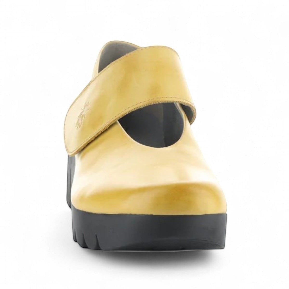 Fly London VARI188FLY 005 Mustard/ burn mary jane shoes with adjustable strap and wedge heel.