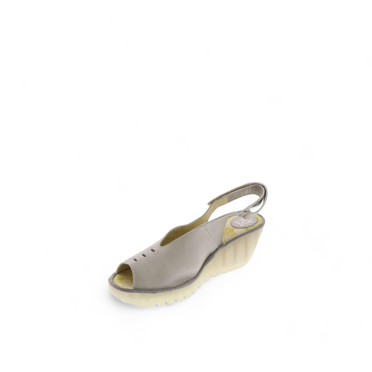 FLY LONDON yeay387fly-borgogna  silver peep-toe platform sandal with cut-out vamp and elasticated slingback strap