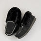 ARIA AFTAB MOCCASIN SLIPPERS - BLACK