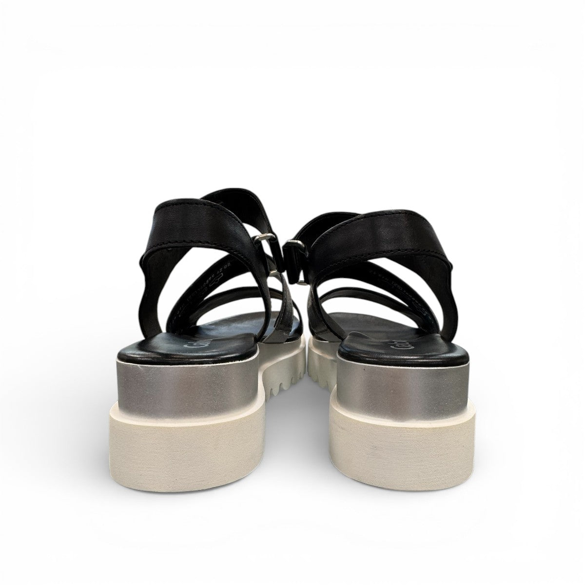 GABOR 24.610-61 - THREE STRAP QUARTER STRAP SANDAL - BLACK/SILVER