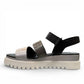 GABOR 24.610-61 - THREE STRAP QUARTER STRAP SANDAL - BLACK/SILVER