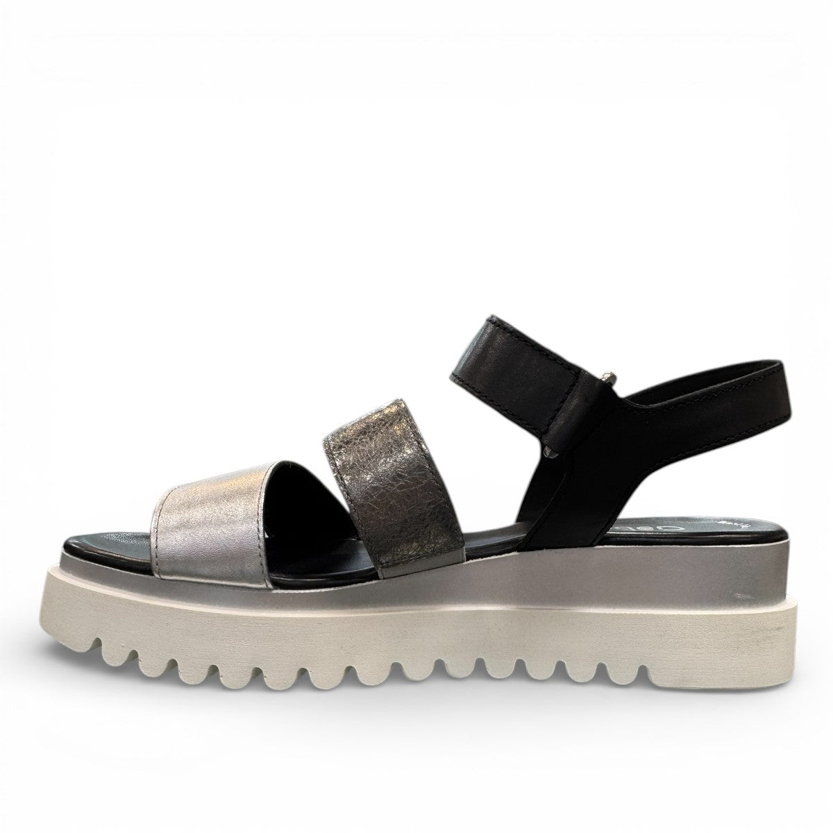 GABOR 24.610-61 - THREE STRAP QUARTER STRAP SANDAL - BLACK/SILVER