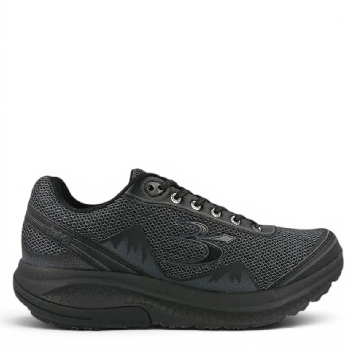 women's GDEFY Mighty Walk black athletic sneaker with breathable mesh upper and supportive rolling sole.
photo of the right side