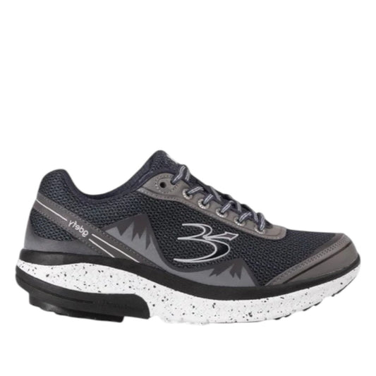 grey GDEFY Mighty Walk athletic shoe with breathable mesh, VersoShock technology, and speckled sole.
photo of the right side