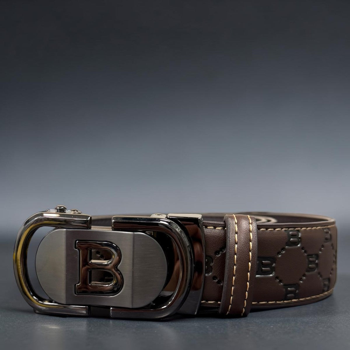 MEN'S GENUINE LEATHER BELT - DARK BROWN