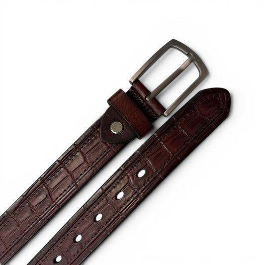 MEN'S GENUINE LEATHER BELT - DARK BROWN