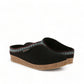 Haflinger GZ black wool felt clog with decorative trim and cork midsole