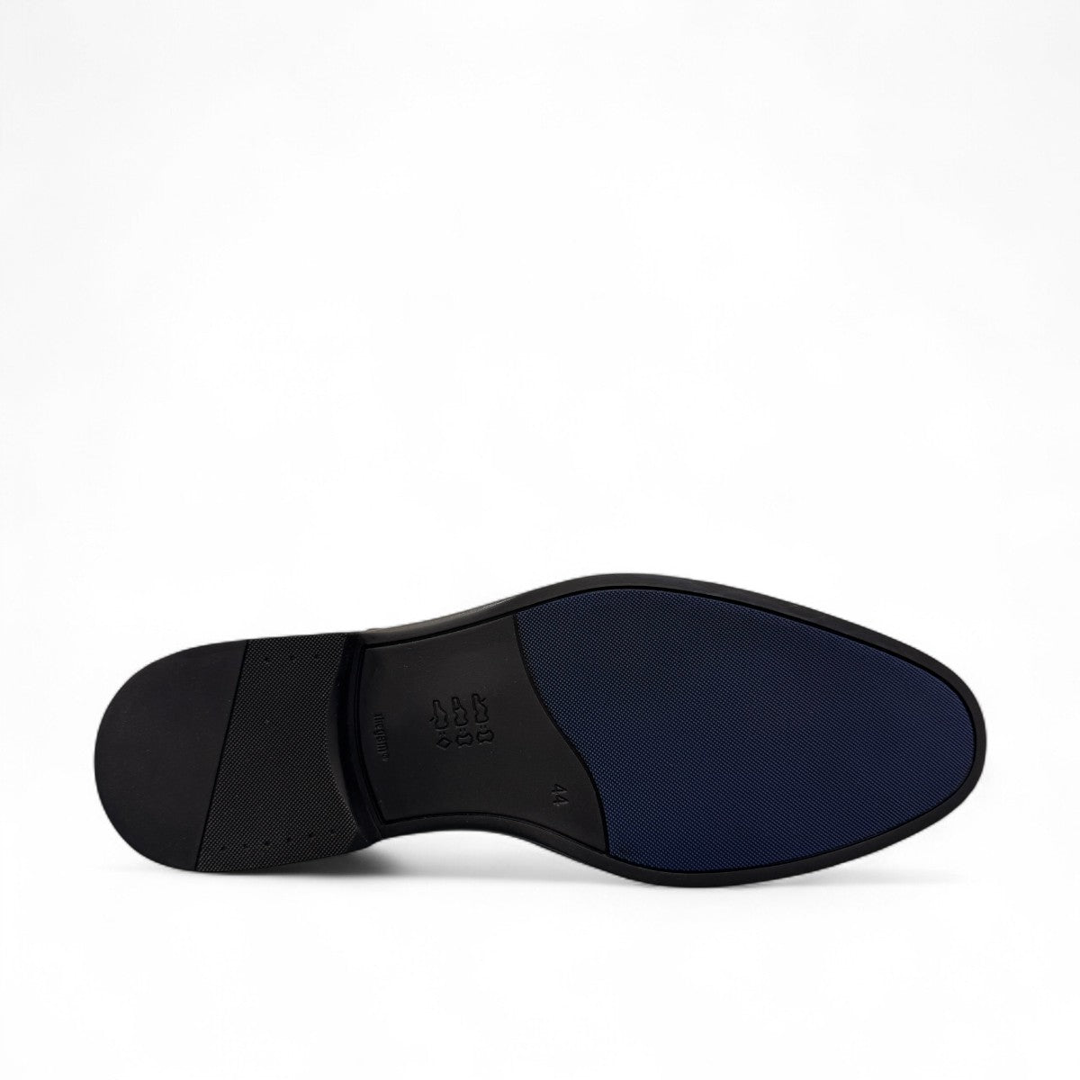 Horn Shoes Arjhand black leather oxford shoes with a classic cap toe design and lace-up closure. Photo of bottom view.