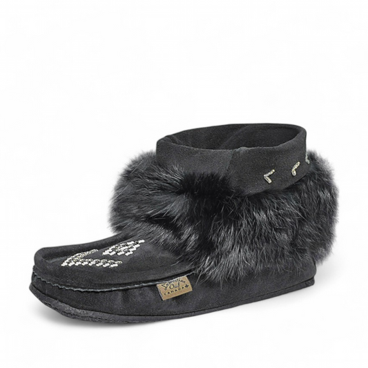 LAURENTIAN CHIEF NUKA, 6"", LINED, BEADED, CREPEX BLACK SOLE - BORDEAU SUEDE