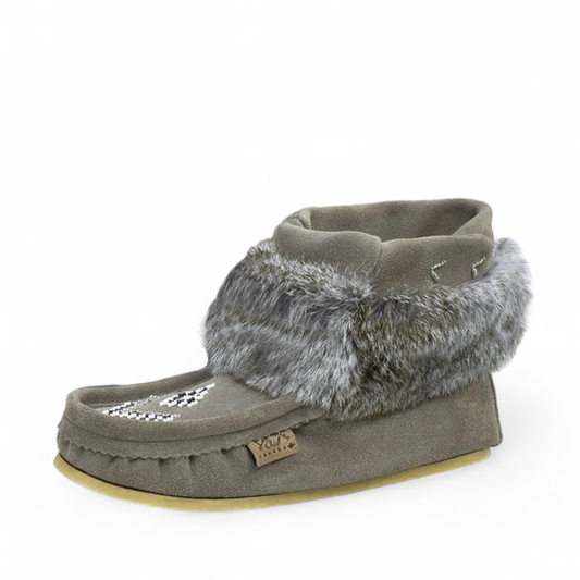 LAURENTIAN CHIEF NUKA, 6"", LINED, BEADED, CREPEX BLACK SOLE - GREY