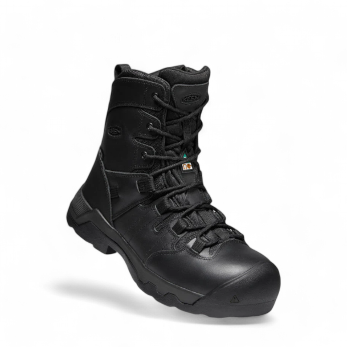 KEEN MEN CSA OSHAWA+ 8" SIDE ZIP WATERPROOF BOOT (CARBON-FIBER TOE) - BLACK/BLACK