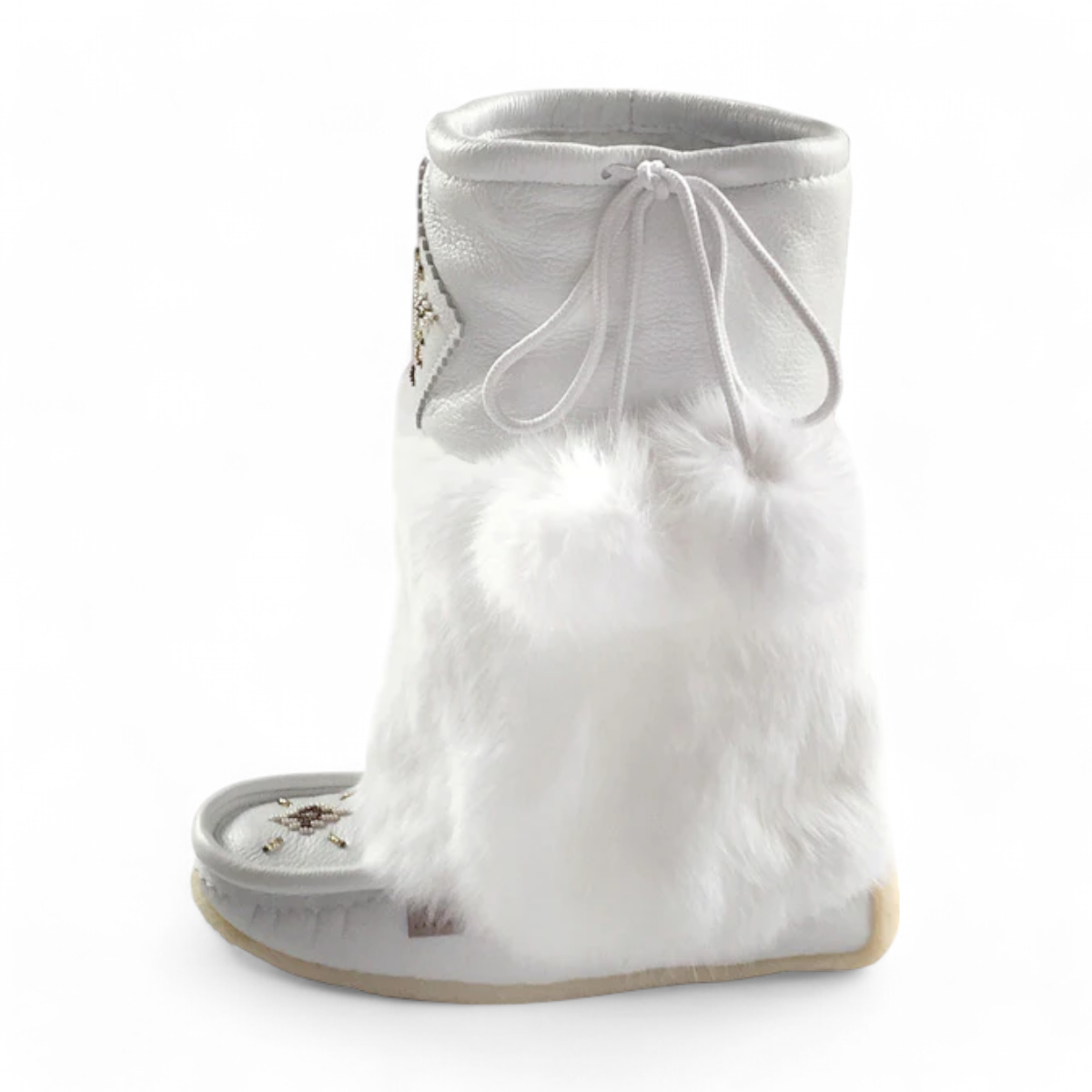 LAURIENTIAN CHIEF 13" LEATHER MUKLUKS - WHITE