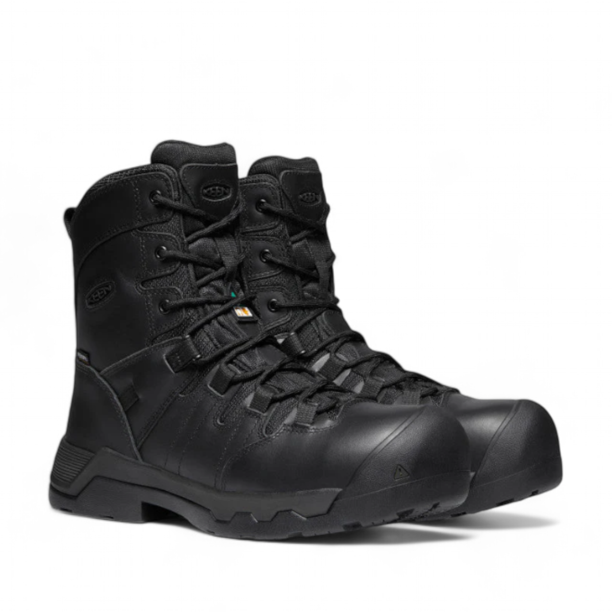 KEEN MEN CSA OSHAWA+ 8" SIDE ZIP WATERPROOF BOOT (CARBON-FIBER TOE) - BLACK/BLACK